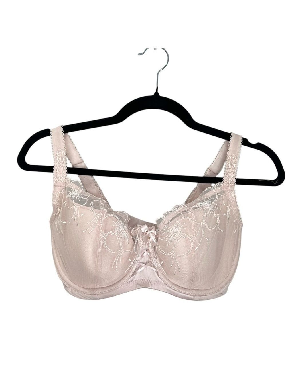 Charade by Change Denmark pastel pink embroidered lace up underwire bra 32 H